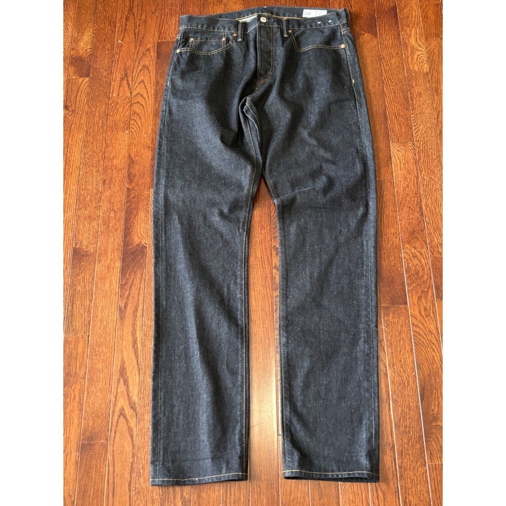 Gap 1969 Slim Selvedge Jeans Dark Indigo Denim Mens 34x34 Button Fly